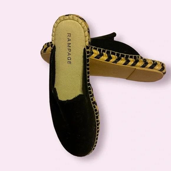 NWOT Rampage Black Bianca Espadrille Canvas Mules Size 7.5 - Picture 2 of 5